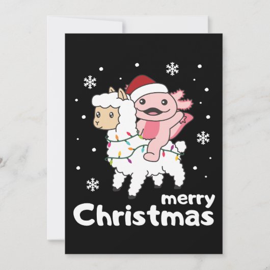 Axolotl Llama Alpaca Frohe Weihnachtstiere Feiertagskarte (Vorderseite)