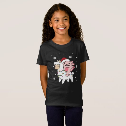 Axolotl Llama Alpaca Weihnachtswintertiere T-Shirt (Vorne ganz)