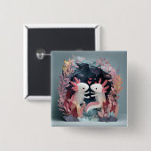 Axolotl love paper cut shadowbox diorama button (Vorne & Hinten)