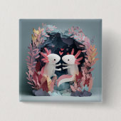 Axolotl love paper cut shadowbox diorama button (Vorderseite)