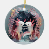 Axolotl love paper cut shadowbox diorama keramik ornament (Vorne)