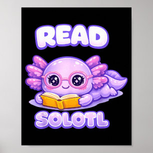 Axolotl lustiger Leser Buch Bibliothek Kinder read Poster