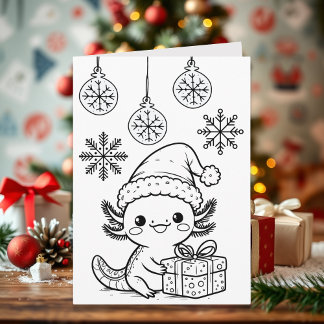 Axolotl-Malvorlage | Weihnachten Karte