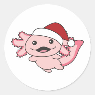 Axolotl Merry Christmas Winter Axolotl Classic Rou Runder Aufkleber