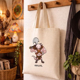 Axolotl mit einer Axt Alternative Barbaren Kunstwe Tragetasche