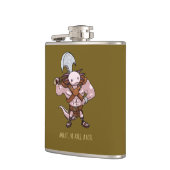 Axolotl mit einer Axt Gladiatorenkrieger Kunstwerk Flachmann (Links)