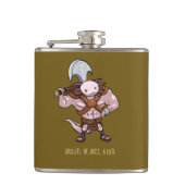 Axolotl mit einer Axt Gladiatorenkrieger Kunstwerk Flachmann (Vorderseite)