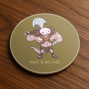 Axolotl mit einer Axt Gladiatorenkrieger Kunstwerk Getränkeuntersetzer