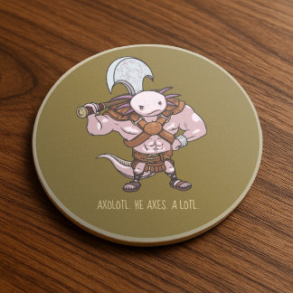 Axolotl mit einer Axt Gladiatorenkrieger Kunstwerk Getränkeuntersetzer