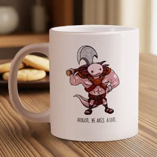 Axolotl mit einer Axt Gladiatorenkrieger Kunstwerk Jumbo-Tasse