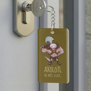 Axolotl mit einer Axt Gladiatorenkrieger Kunstwerk Schlüsselanhänger