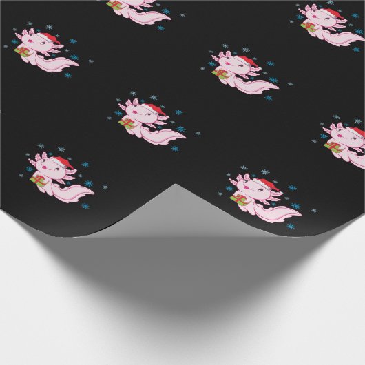 Axolotl mit Geschenk vom Weihnachtsmann Geschenkpapier (Ecke)