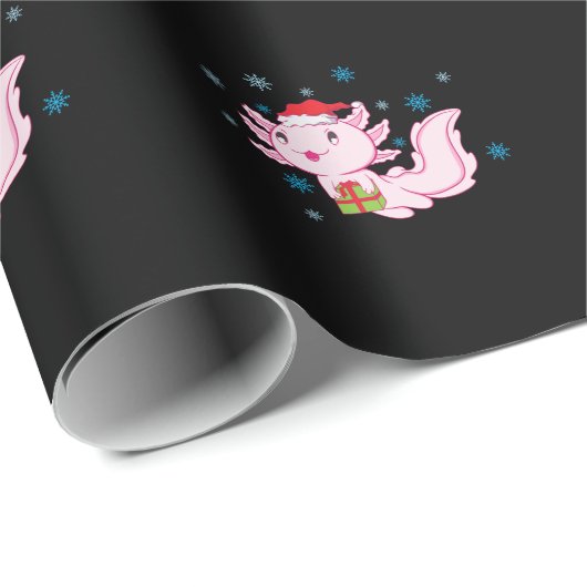 Axolotl mit Geschenk vom Weihnachtsmann Geschenkpapier (Rolleneckpunkt)