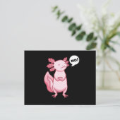 Axolotl mit gestopftem Tier im Kawaii-Stil Postkarte (Stehend Vorderseite)