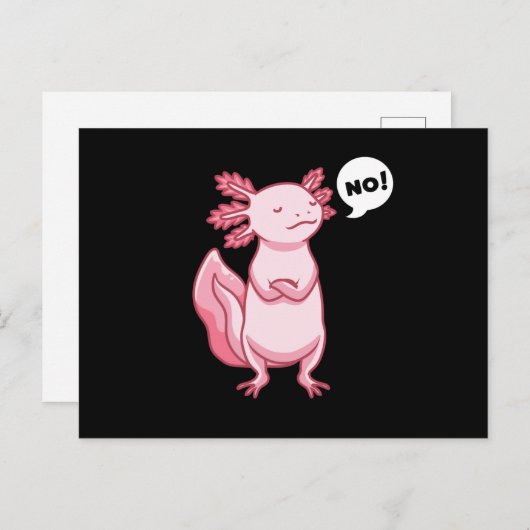 Axolotl mit gestopftem Tier im Kawaii-Stil Postkarte (Vorne/Hinten)