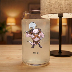 Axolotl mit Kriegsaxt zerrissen Barbaren-Kunstwerk Dosenglas