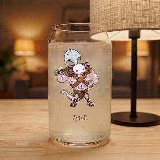 Axolotl mit Kriegsaxt zerrissen Barbaren-Kunstwerk Dosenglas