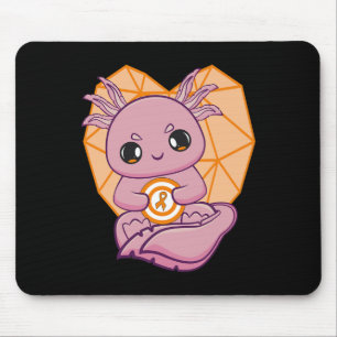 Axolotl mit orangefarbenem Ribbon zur Leukämie Mousepad