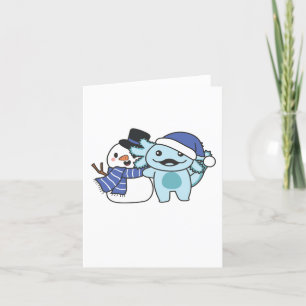 Axolotl mit Schneemann im Winter zu Weihnachten