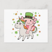 Axolotl mit Unicorn St. Patrick's Day Ireland Pos Postkarte (Vorderseite)