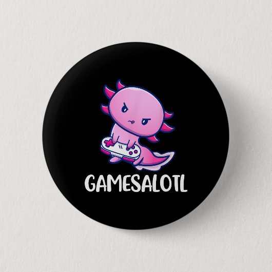 Axolotl Niedlich Play Video Game Button (Vorderseite)
