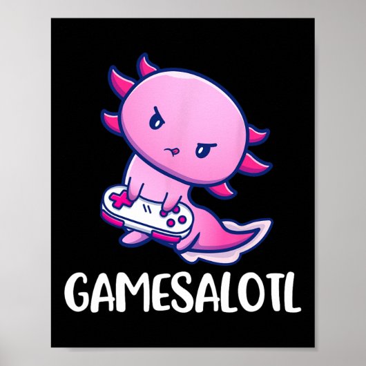 Axolotl Niedlich Play Video Game Poster (Vorne)