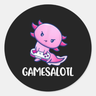 Axolotl Niedlich Play Video Game Runder Aufkleber