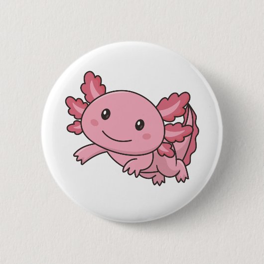 Axolotl Niedlicher Tiere Kawaii Anime Funny Axolot Button (Vorderseite)