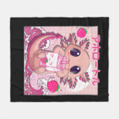 Axolotl Pastel Goth Strawberry Milk Shake Anime Ae Fleecedecke (Vorderseite (Horizontal))