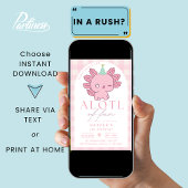 Axolotl Pink Girl Niedlich Kawaii Unterwasser-Part Einladung