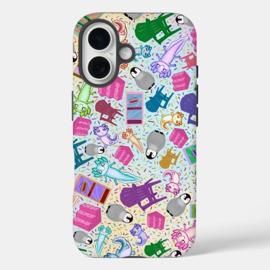Axolotl Pink Treairs Apple iPhone 16 Case Tough (Rückseite)