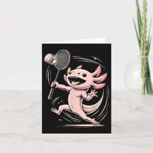 Axolotl Playing Badminton Player Shuttle Sport Karte