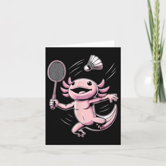 Axolotl Playing Badminton Player Shuttle Sport Karte (Vorderseite)