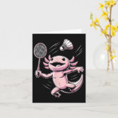 Axolotl Playing Badminton Player Shuttle Sport Karte (Gelbe Blume)