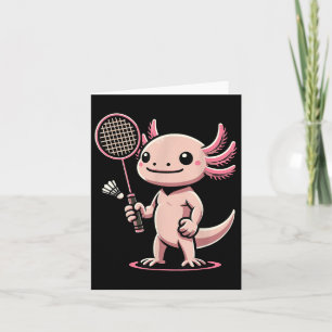 Axolotl Playing Badminton Player Shuttle Sport Karte