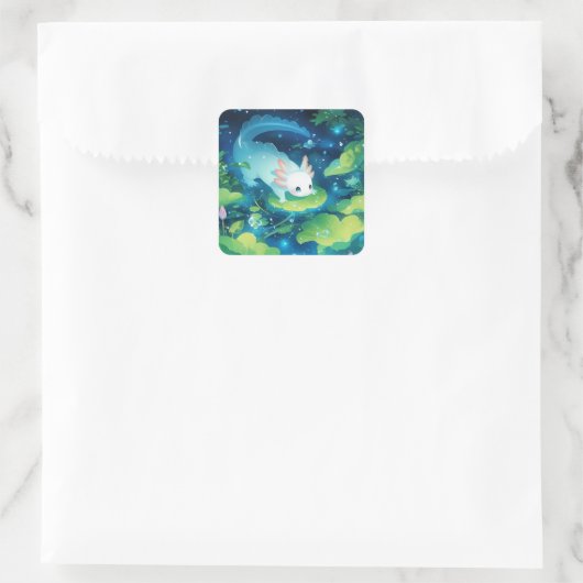 Axolotl Pond Haven Quadratischer Aufkleber (Tasche)