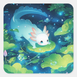 Axolotl Pond Haven Quadratischer Aufkleber
