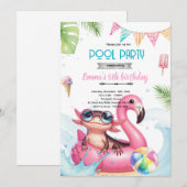 Axolotl-Poolparty-Einladung Einladung (Vorne/Hinten)