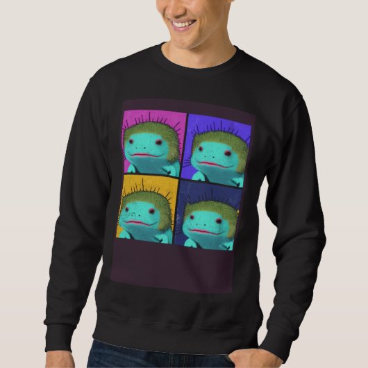 Axolotl Pop Illustration Colorful Animal Women Sweatshirt (Vorderseite)