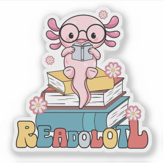Axolotl Pun Niedliche Bookwürmer Reader lesen Aufkleber (Vorderseite)