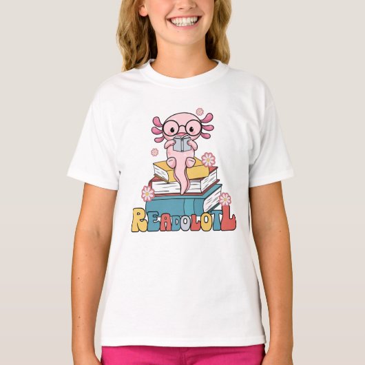Axolotl Pun Niedliche Bookwürmer Reader lesen T-Shirt (Vorderseite)