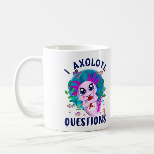 Axolotl Questions, Axolotl Kawaii Pink Kaffeetasse (Links)