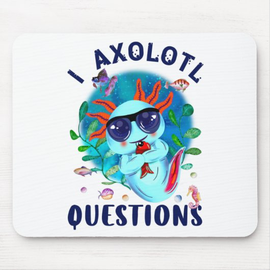 Axolotl Questions, Niedlich Axolotl Blue Kawaii Mousepad (Vorne)