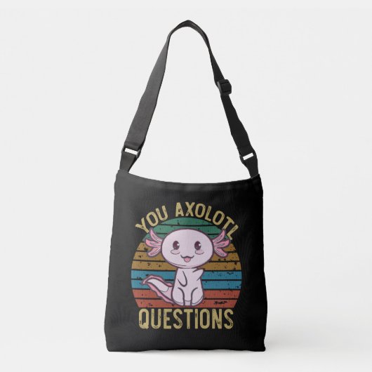 Axolotl Questions Retro 90s Funny Axolotl Tragetaschen Mit Langen Trägern (Vorderseite)