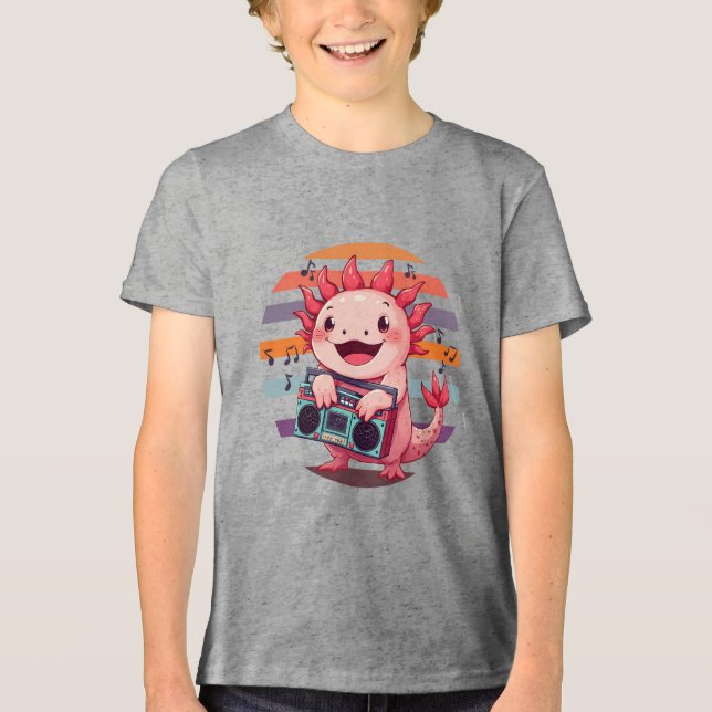 Axolotl Radio Retro Tri-Blend Shirt (Vorderseite)