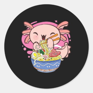 Axolotl Ramen Kawaii Japanisch Anime Noodle Gesche Runder Aufkleber