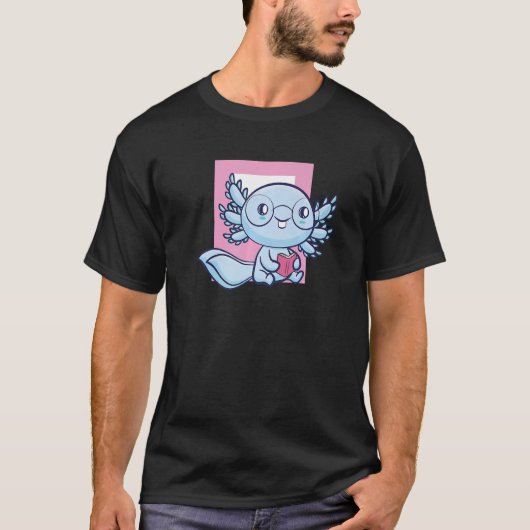 Axolotl Read Book Ambystoma Mexicanum T-Shirt (Vorderseite)