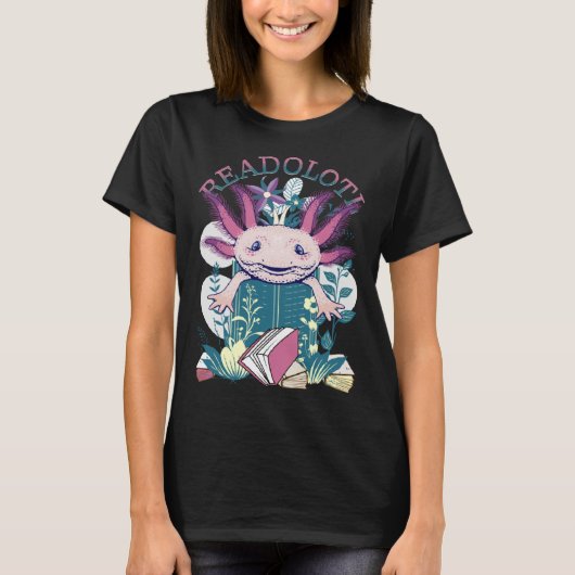 Axolotl Reading Books Readolotl Cute Axolotl Read  T-Shirt (Vorderseite)