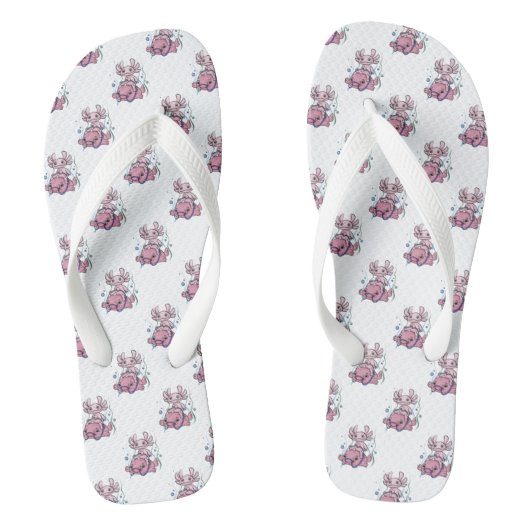 Axolotl Riding Blobfish Flip Flops Badesandalen (Fußbett)