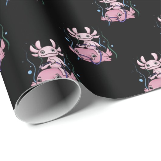 Axolotl Riding Blobfish Geschenkpapier (Rolleneckpunkt)